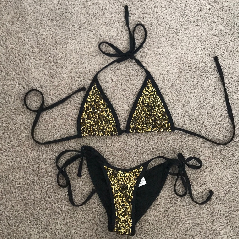 Sweet Revenge Bikini Small black with gold sequins